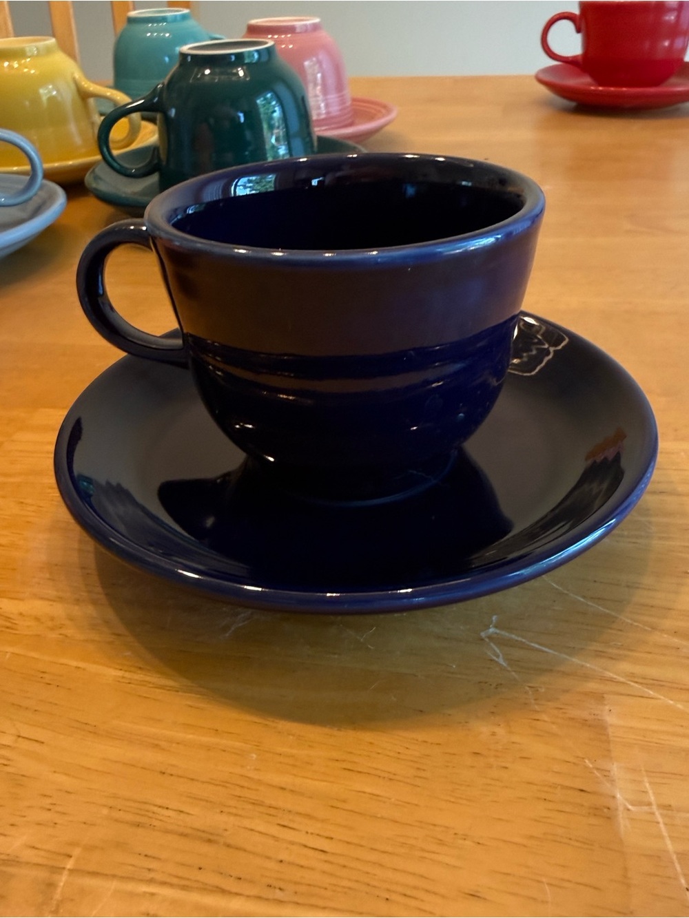 Fiesta coffee cup and saucer cobalt blue by Homer Laughlin USA